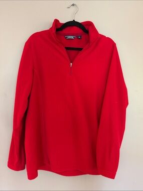Lands' End Women’s Bright Red Half-Zip Fleece Pullover